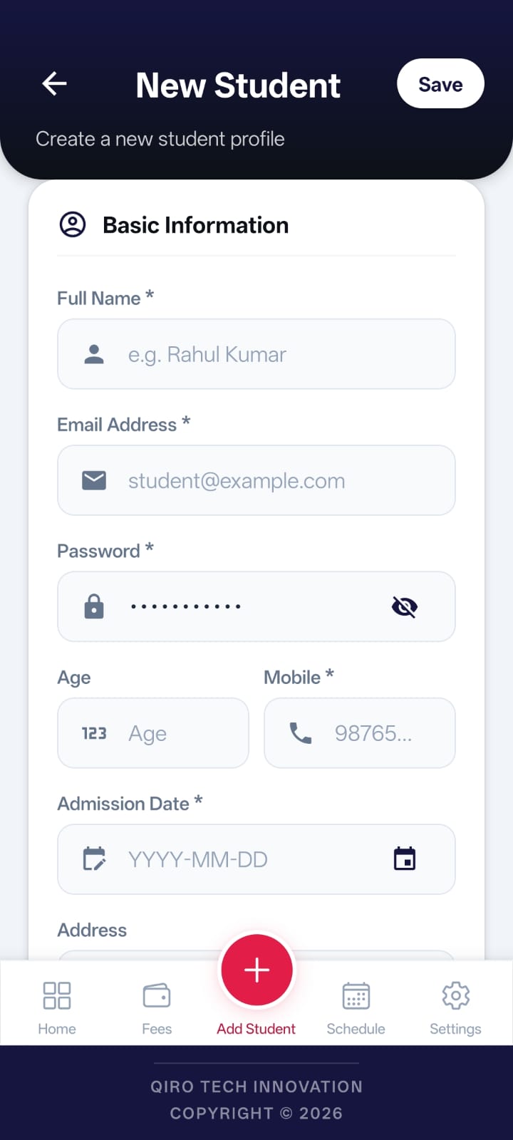 Application Screen